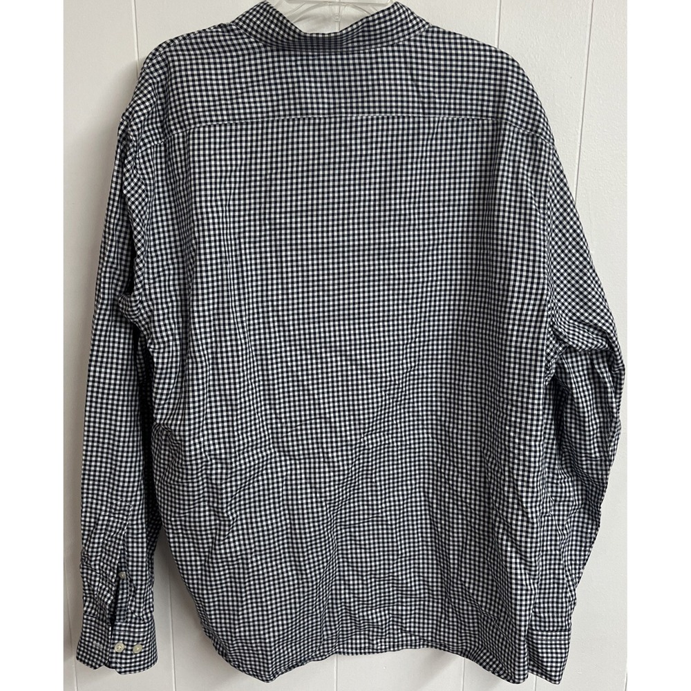 Banana Republic Mens Shirt Oxford XL Extra Large‎ Navy Blue Checked Untucked Fit - Picture 4 of 5